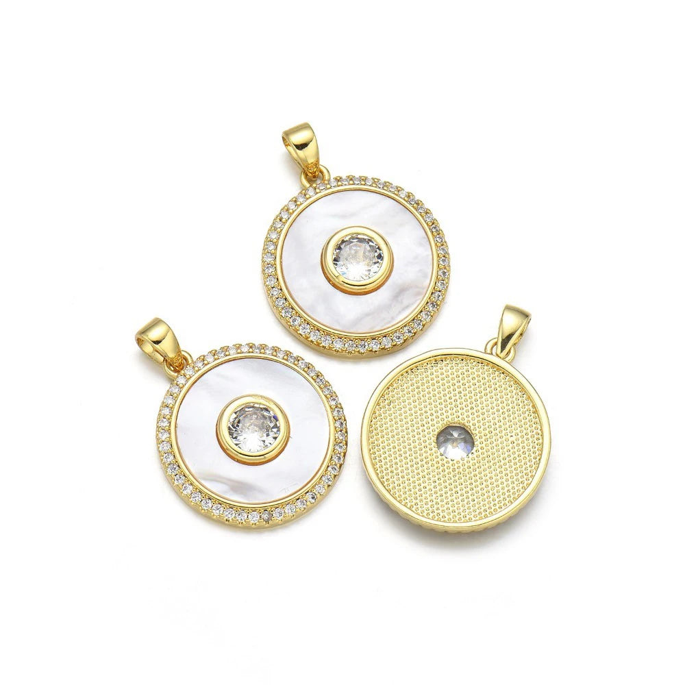 Gold Plated Shell Pendant Zircon Charm DIY Jewelry Making