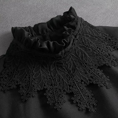Chic 2024 Voorzijde Strik Witte Afneembare Kant Kraag voor Dames – Vintage Stijl Blouse Accessoire voor een Modebewuste Uiterlijk