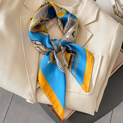 Chique 2023 Zijden Nek Sjaal met Elegante Paardenprint voor Vrouwen - Veelzijdige Vierkante Haarwraps, Foulards en Bandana Opties
