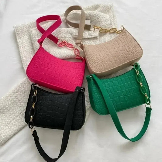 Chique Luxe Tote met Uniek Okselontwerp - Stijlvolle Halve Maan Kleine Vierkante Handtas voor Moderne Vrouwen