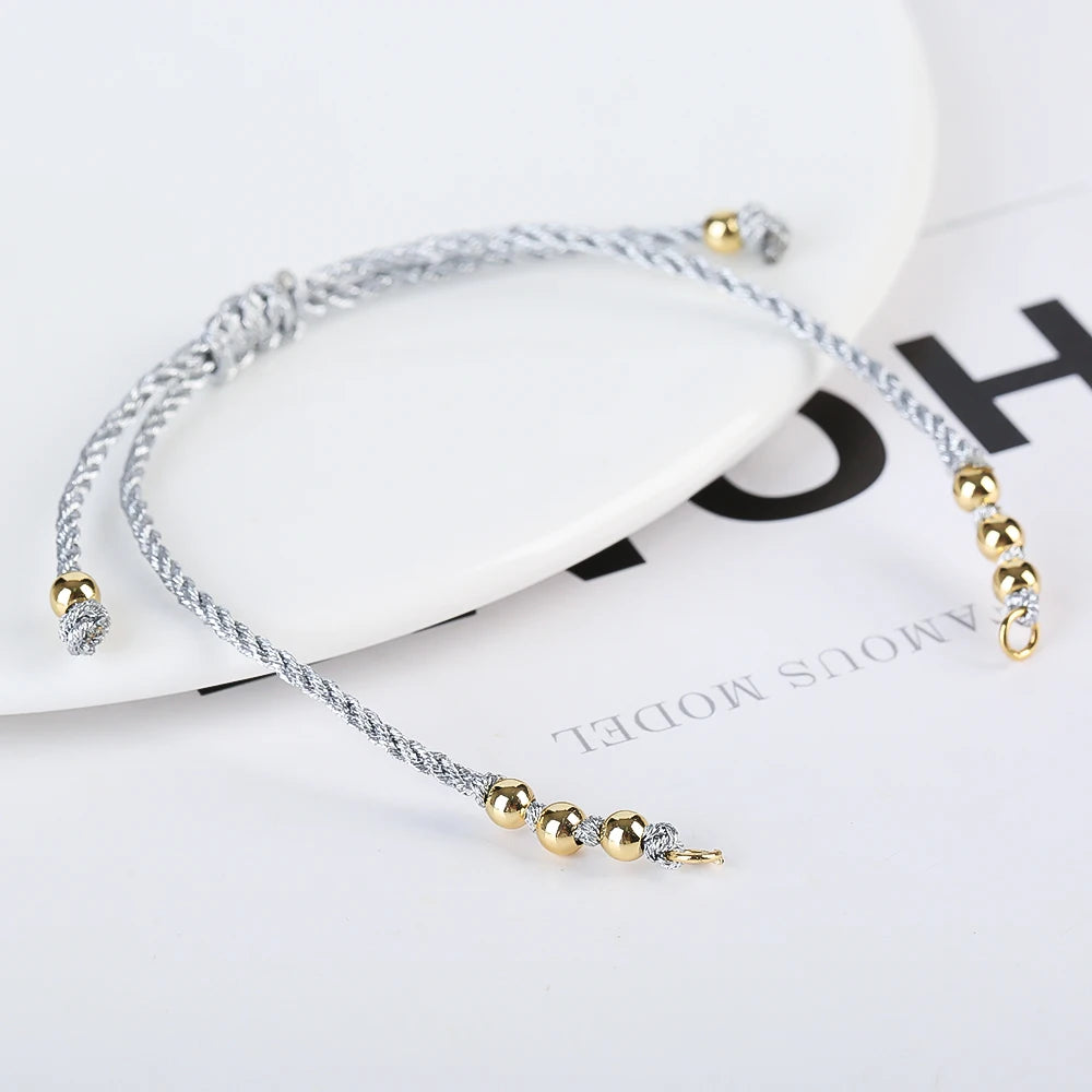 DIY Armband Rohling handgewebt verstellbar mit Goldperlen Schmuckzubehör Bastelbedarf