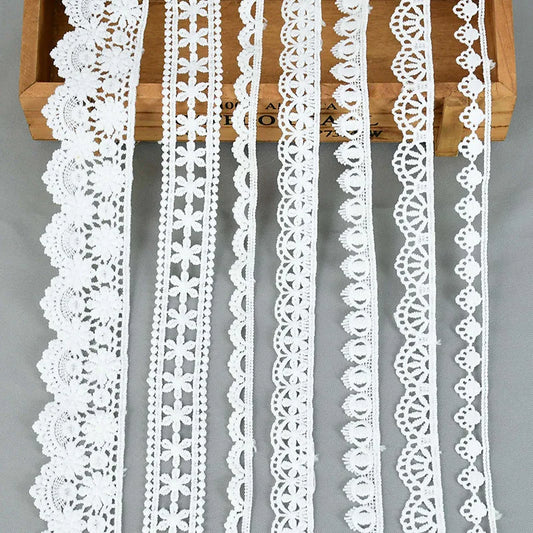 White Lace Trim Milk Silk Water Soluble Embroidery Ribbon Sewing Trim for Clothing DIY Crafts 1–4cm 5 Yards