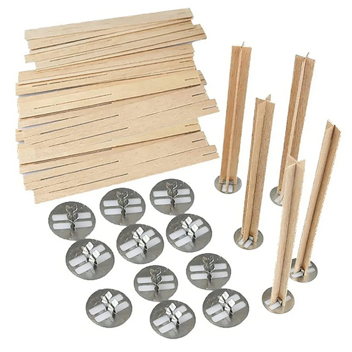 Cross Wooden Candle Wicks with Metal Clips Smokeless Wood Wick Cores for DIY Jar Candle Making