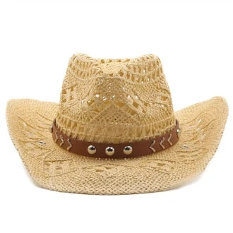 Stijlvolle Vintage Boheemse Strohoed met Houten Kralen - Perfect voor Zomerse Stranddagen en Westerse Avonturen!
