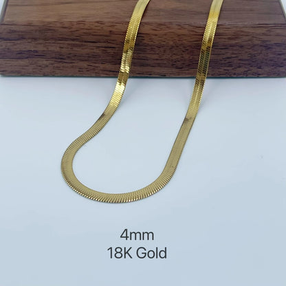 Strakke Unisex Gouden Herringbone Slangenketting Choker Halsband van RVS - Het Perfecte Mode Sieraden Geschenk voor Iedereen