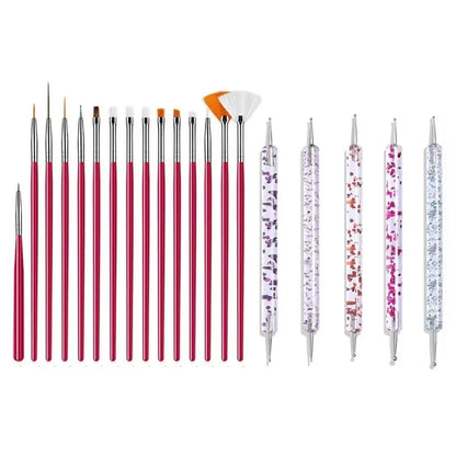Ultimatieve Nail Art Penseelset: 5 of 20 Professionele Ontwerptools voor Indrukwekkend Schilderen, Tekenen en Dots - Perfect voor Manicures!