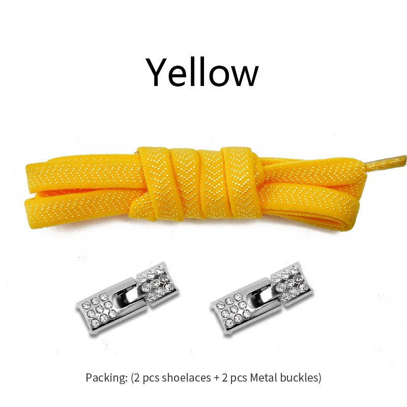 Geen-Knoop Elastische Sneakersluitingen met Diamantkruisvergrendelingen - Perfect voor Kinderen en Volwassenen, 8MM Breedte