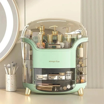 Stijlvolle en Ruimtelijke Desktop Make-up Organizer - Helder Kristallen Sieraad en Cosmetica Opbergdoos met Stofdichte Ontwerp voor Al Uw Schoonheidsessentials!