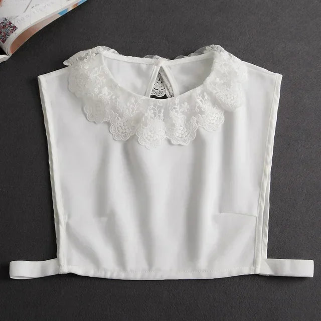 Chic 2024 Voorzijde Strik Witte Afneembare Kant Kraag voor Dames – Vintage Stijl Blouse Accessoire voor een Modebewuste Uiterlijk