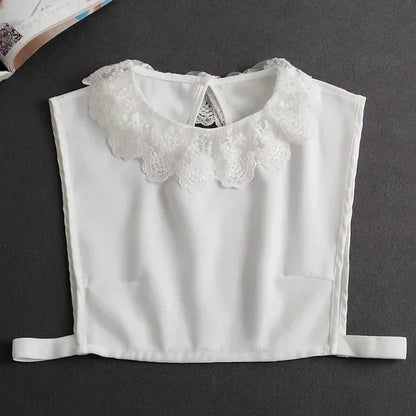 Chic 2024 Voorzijde Strik Witte Afneembare Kant Kraag voor Dames – Vintage Stijl Blouse Accessoire voor een Modebewuste Uiterlijk