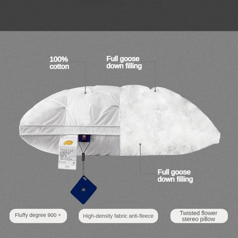 Luxe 95% Eendendons Kussen met Premium Witte Katoenen Hoes - Ideale Rechthoekige Vorm voor een 5-Sterrenhotel Slaapervaring, Perfect voor Alle Slaapposities
