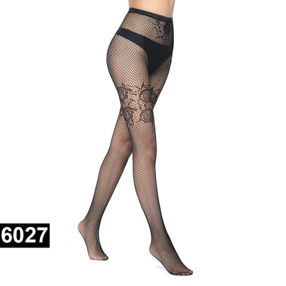 Aantrekkelijke Machten Visnet Panty voor Vrouwen - Stijlvolle Jacquard Lange Bodystockings & Naad Elegantie in Zwarte Kousen