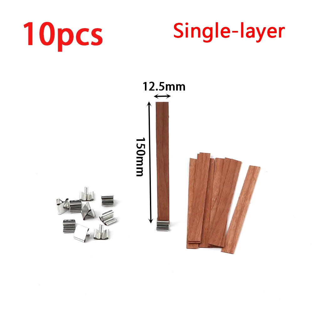 Double Layer Wooden Candle Wicks with Base for Soy Wax DIY Candle Making Supplies