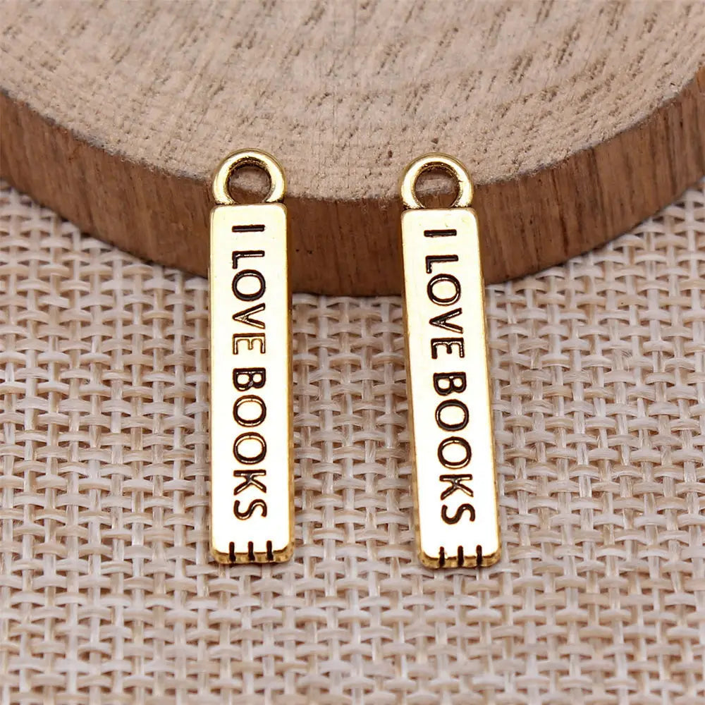 I Love Books Charm for Jewelry Making Book Lover Pendant Zinc Alloy Metal Charms for Bracelets Necklaces DIY Supplies