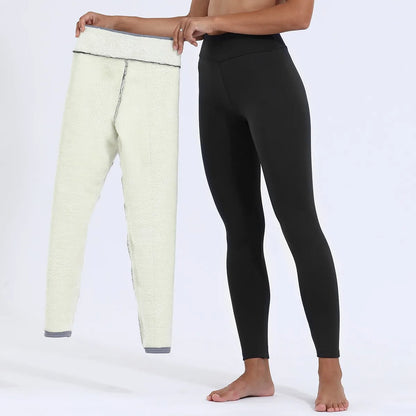 Gezellige Chique Dames Hoge Taille Thermoleggings - Naadloze Lamfleece voor Ultieme Warmte deze Winter
