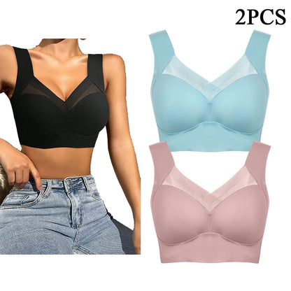 Chic & Comfortabel! 2-Pack Naadloze Beha's voor Vrouwen - Sexy Grote Maat Tops met Ondersteunende Pasvorm, Geen Draad, Ultiem Comfort