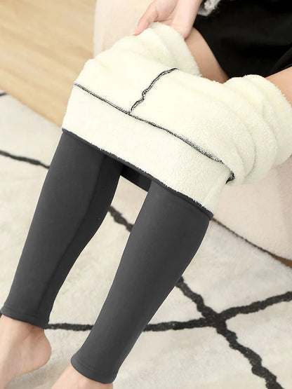 Gezellige Chique Dames Hoge Taille Thermoleggings - Naadloze Lamfleece voor Ultieme Warmte deze Winter