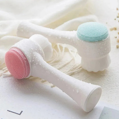 Revolutionaire 3D Dubbelzijdige Silicone Gezichtsreinigingsborstel met Zachte Haren - Handmatige Massage Exfoliator voor een Stralende Huid!