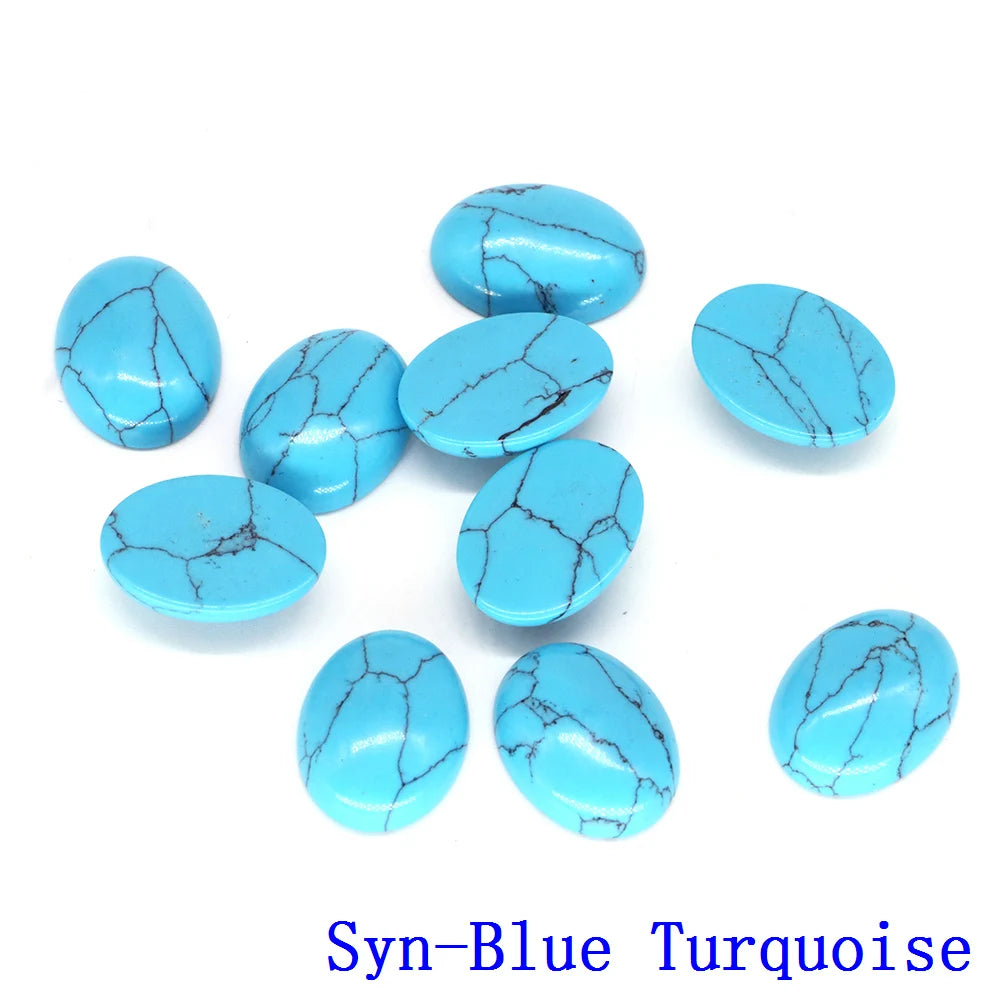 20pcs Natural Stone Oval Cabochons Flat Back Gemstones for Jewelry Making DIY Ring Pendant Earring Craft Supplies