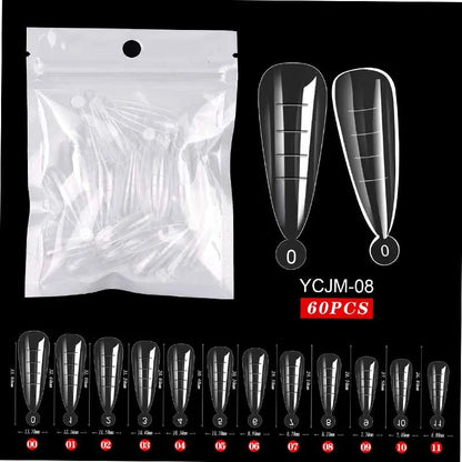 Deluxe 60-delige Sculpted Full Cover False Nail Tips voor Perfecte Verlengingen - Ideaal voor UV Gel Polish & Kunstzinnigheid