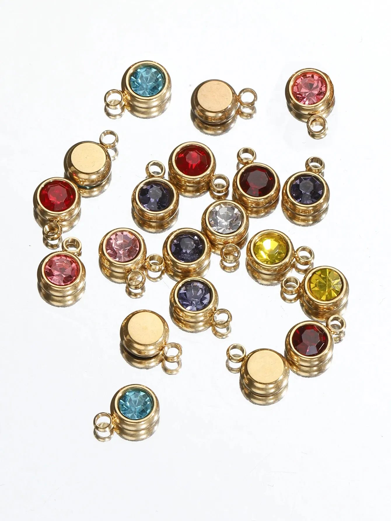 20pcs Stainless Steel Crystal Charms 6mm Pendants