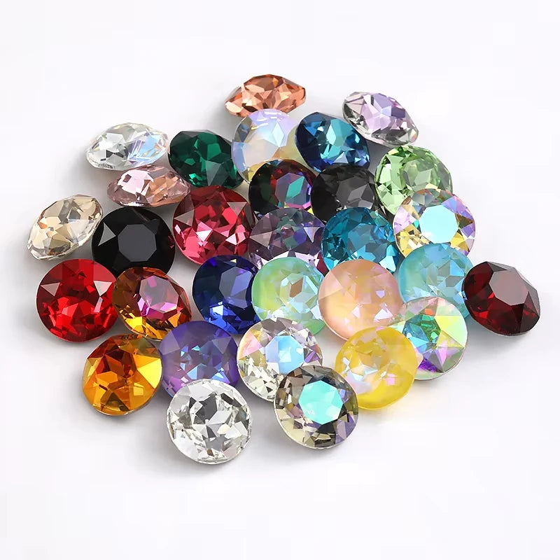 20 Pieces of Round K9 Glass Rhinestones Pointback Crystal 32 Facet Loose Stones for Jewelry Making Nail Art Garment Decor