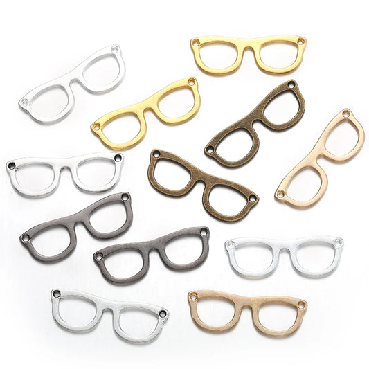 20pcs 6 Color glasses Charms For Bracelets Necklace Keychain Pendant DIY Handmade Jewelry Making accessories 10*29mm J494