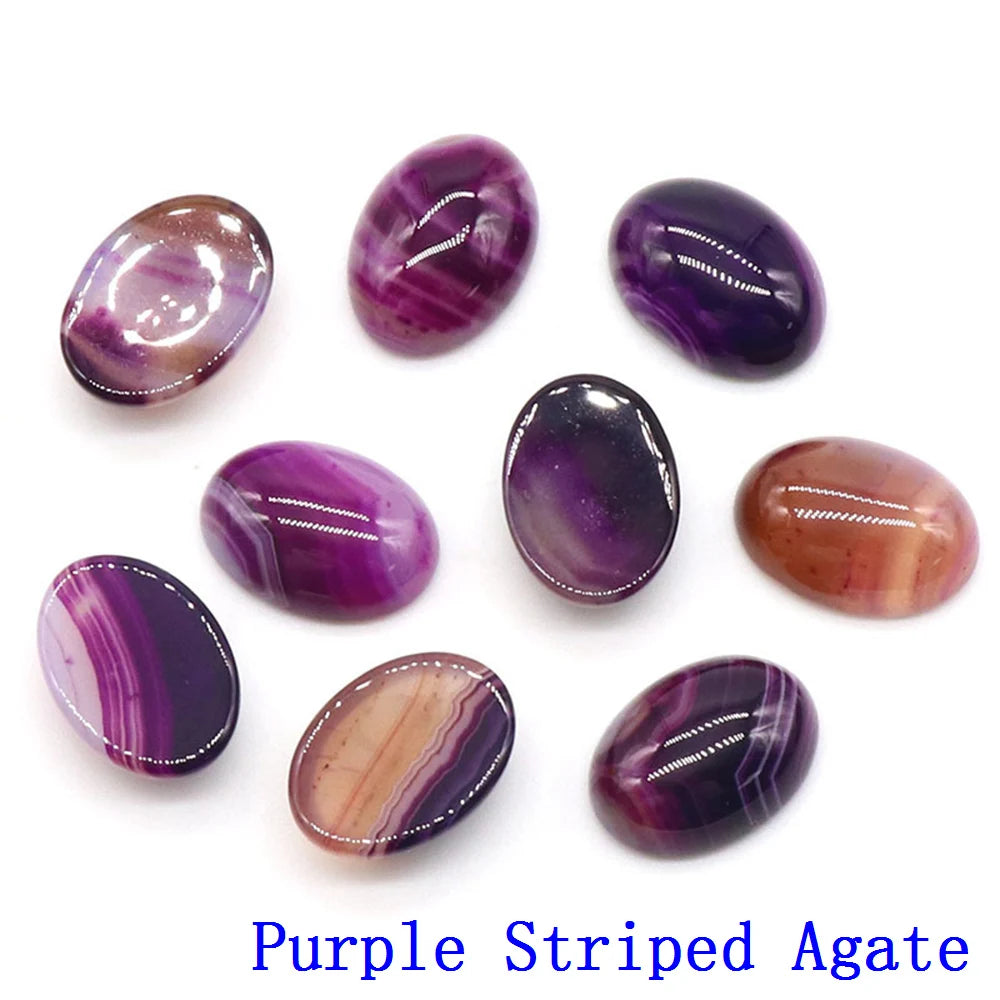 20pcs Natural Stone Oval Cabochons Flat Back Gemstones for Jewelry Making DIY Ring Pendant Earring Craft Supplies