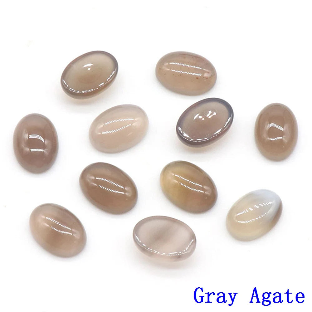 20pcs Natural Stone Oval Cabochons Flat Back Gemstones for Jewelry Making DIY Ring Pendant Earring Craft Supplies