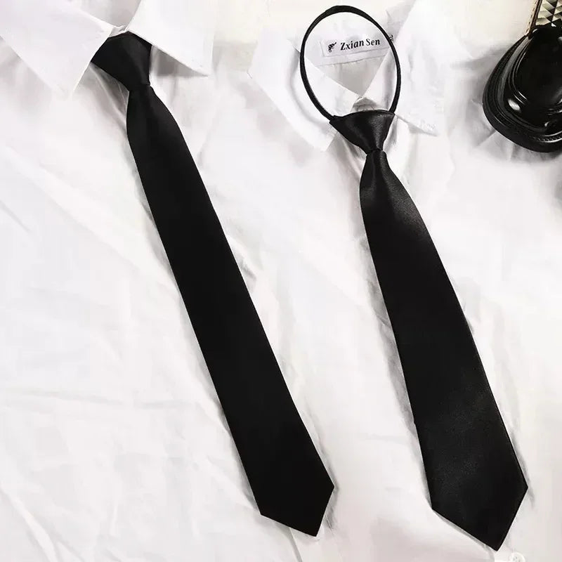 Stijlvolle Unisex Zwarte Clip-On Stropdas - Perfect voor Beveiliging, Uniformen en Studentenmode
