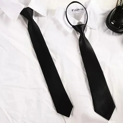 Stijlvolle Unisex Zwarte Clip-On Stropdas - Perfect voor Beveiliging, Uniformen en Studentenmode