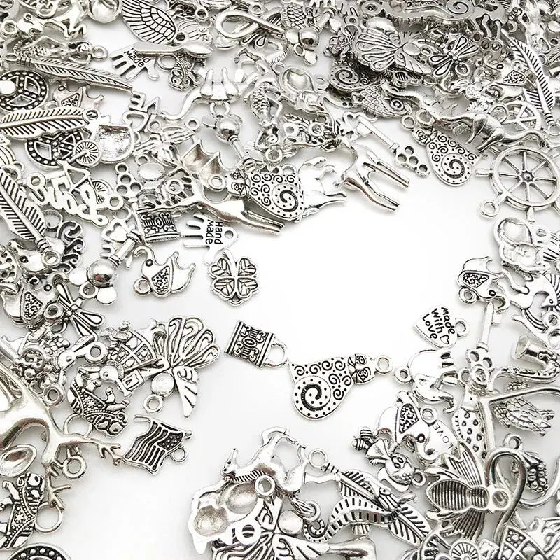 Mixed Metal Charms Bulk Set for Jewelry Making Vintage Alloy Pendants DIY Bracelets Necklaces Craft Supplies