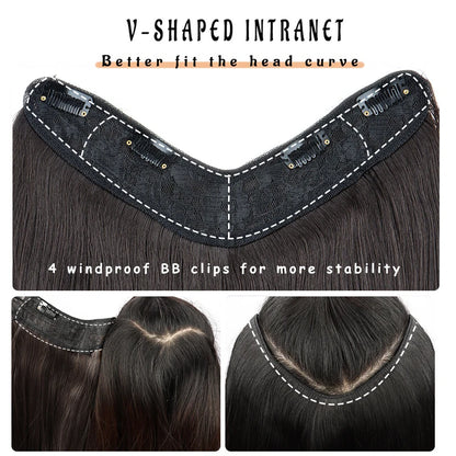WIGSIN 22-Inch Luxueuze V-Vormige Gelaagde Synthetische Haarverlengingen – 4 Clips Lange Rechte Haarstuk voor Moeiteloze Elegant!