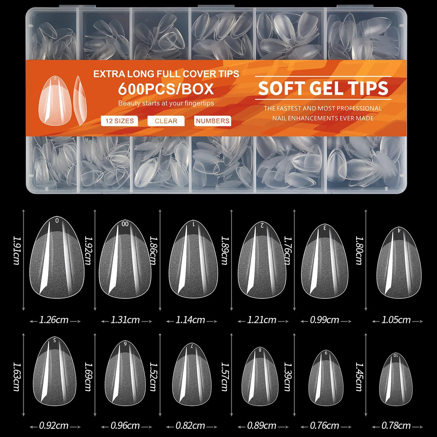 Luxe 600-delige Semi-Frosted Matte Press-On Nagelset - Volledige Dekking Acrylnagels in Ovale Amandelvorm