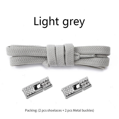 Geen-Knoop Elastische Sneakersluitingen met Diamantkruisvergrendelingen - Perfect voor Kinderen en Volwassenen, 8MM Breedte