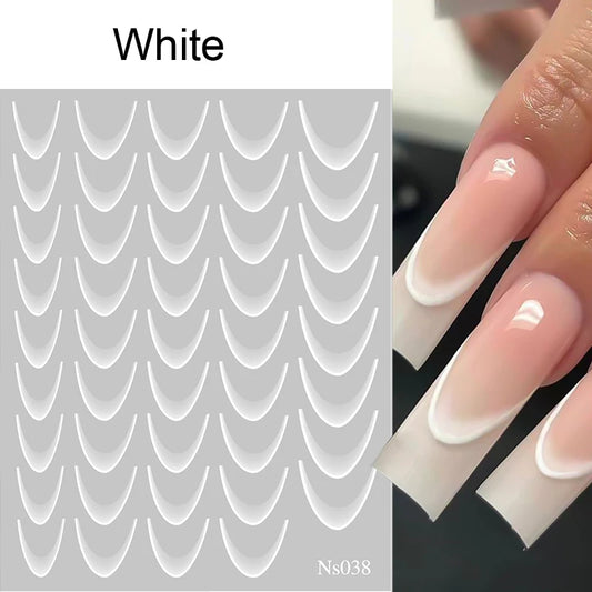 Chic Witte & Zwarte Franse Lijn Nagelstickers - 3D Gradient Strepen voor Prachtige DIY Manicure & Nagelkunst Accessoires!