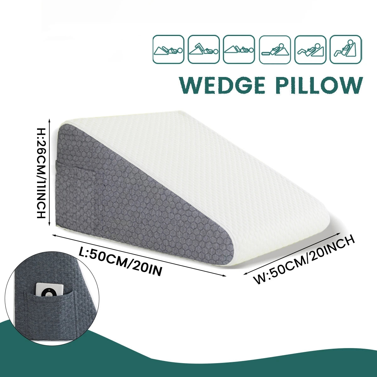 Comfort Wedge Kussen voor Betere Slaap - Luchtlaag Geheugenfoam voor Rug-, Been- en Kniepijnverlichting met Afneembare Hoes