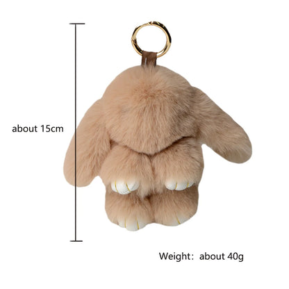 Schattige ZAKOL 15cm Fluffy Konijnenbont Pom Pom Sleutelhanger - De Perfecte Zachte en Schattige Accessoire voor Meisjes Tassen! Ideaal Cadeau voor Elke Gelegenheid!