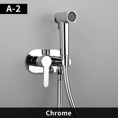 Luxueuze Messing Handdouche Bidet Sprayer met Warm en Koud Water Mengkraan - Stijlvolle Zwart Gouden Afwerking voor Ultieme Hygiëne en Comfort