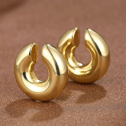 Chique Geometrische Glanzende Oorclip Oorbellen - Statement Minimalistisch Ontwerp in Goud & Zilver voor Dames