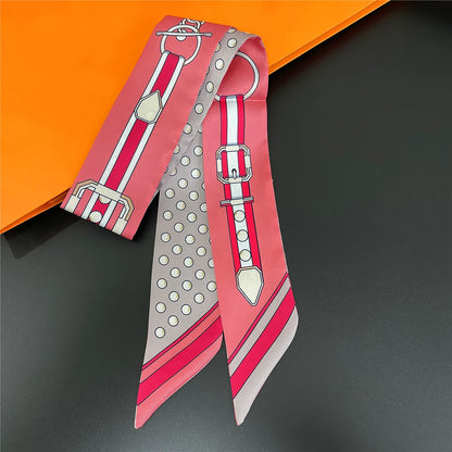 2024 Chic Zebra Florale Zijden Sjaal - Luxe Modeaccessoire voor Vrouwen, Veelzijdige Haarband, Stijlvolle Neckerchief en Elegante Tas Sjaal