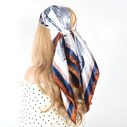 Elegante Zijden Headscarf voor Vrouwen - Luxe Satijnen Zomer Foulard & Stijlvolle 90cm Vierkante Haardoek Bandana