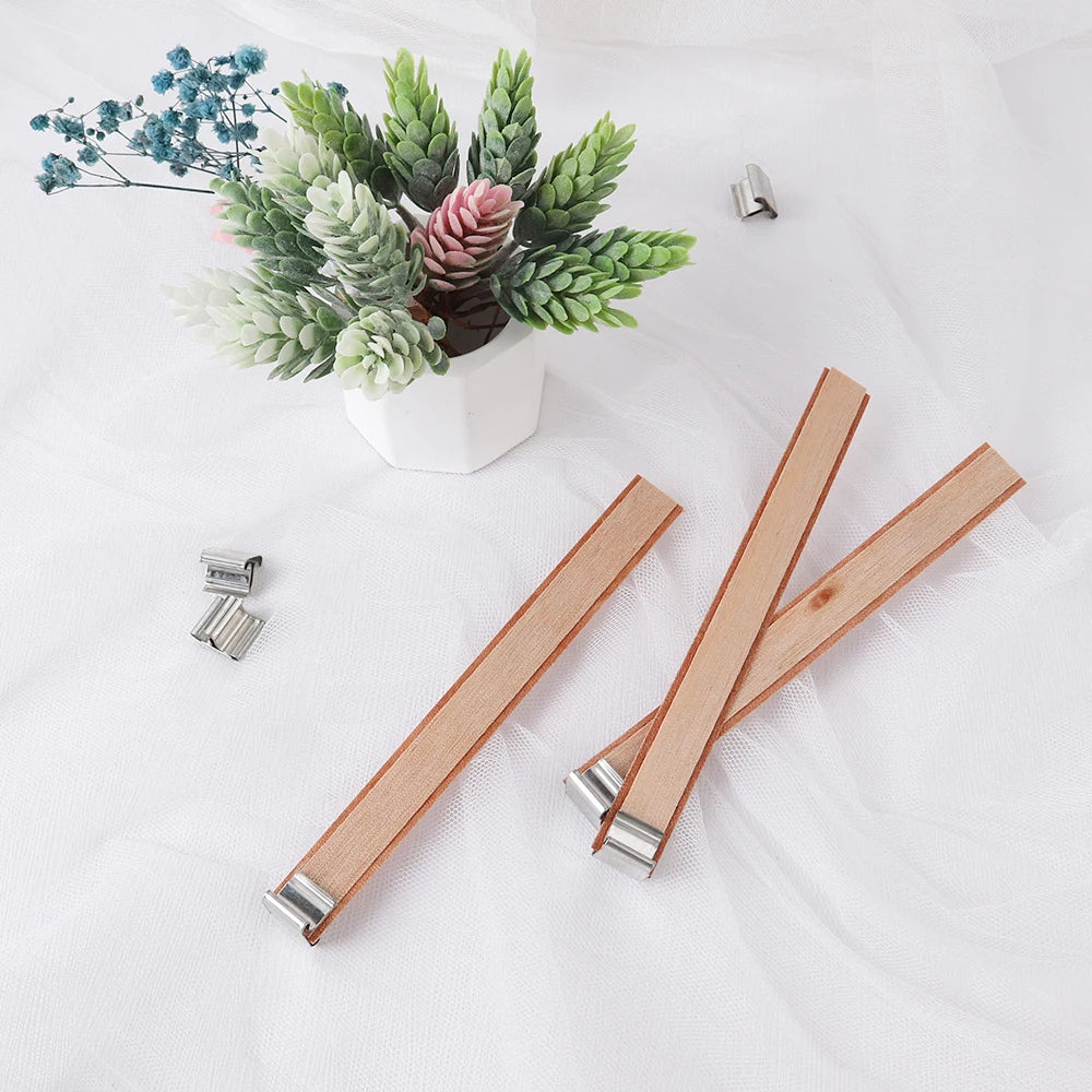 Double Layer Wooden Candle Wicks with Base for Soy Wax DIY Candle Making Supplies