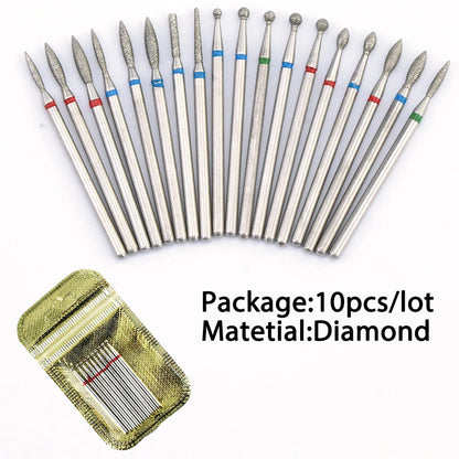Ultimate 10-delige Diamanten Vijl Bit Set voor Perfecte Manicure & Pedicure met Elektrische Machine - Inclusief Borstel en Freesgereedschap