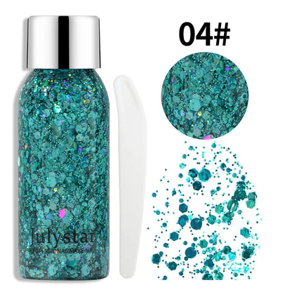 Sprankelende Lichaamsglittergel met Langdurige Pailletten voor Gezicht, Ogen en Haar - Perfect voor Feesten en Zeemeermin-geïnspireerde Looks, met Eenvoudige Verwijdering voor al je Podiummake-upbehoeften!