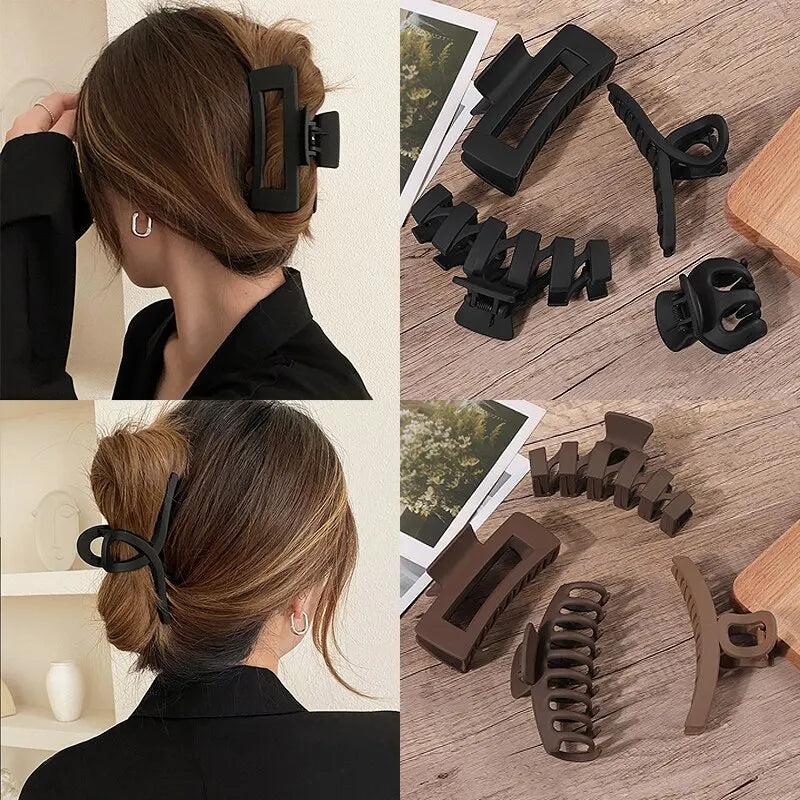Stijlvolle 4/5/7-delige Vrouwen Hoofdeksels Set - Trendy Koffie Zwarte Acryl Haar Klemmen en Haartoebehoren voor Meisjes