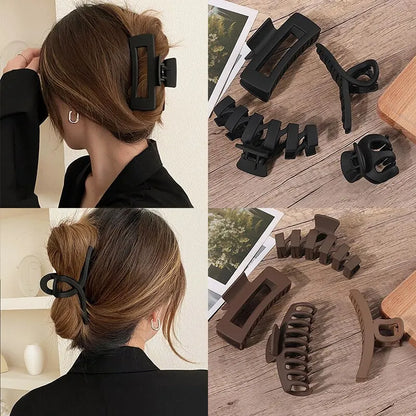 Stijlvolle 4/5/7-delige Vrouwen Hoofdeksels Set - Trendy Koffie Zwarte Acryl Haar Klemmen en Haartoebehoren voor Meisjes