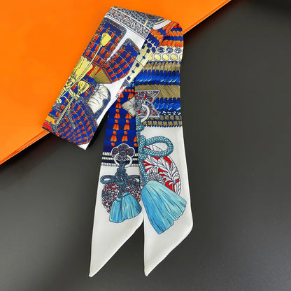 2024 Chic Zebra Florale Zijden Sjaal - Luxe Modeaccessoire voor Vrouwen, Veelzijdige Haarband, Stijlvolle Neckerchief en Elegante Tas Sjaal