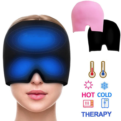 Koelgel Hoed voor Hoofdpijn en Migraine Verlichting - Verzachtende Koude Compress Therapie Cap met Oogmasker voor Ultieme Pijnverlichting