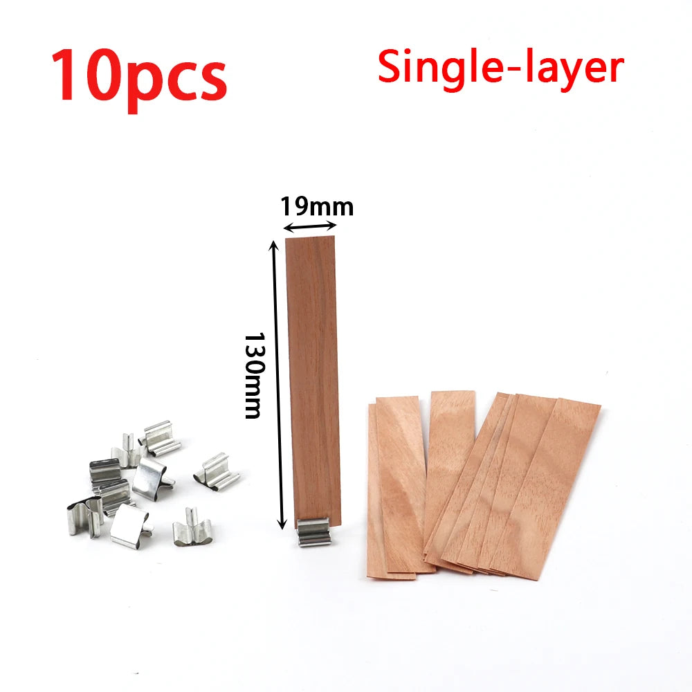 Double Layer Wooden Candle Wicks with Base for Soy Wax DIY Candle Making Supplies